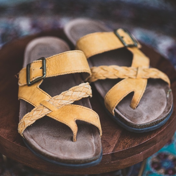 Earth Origins Braided Sandal with Buckle Accent in Mustard - Picture 2 of 6
